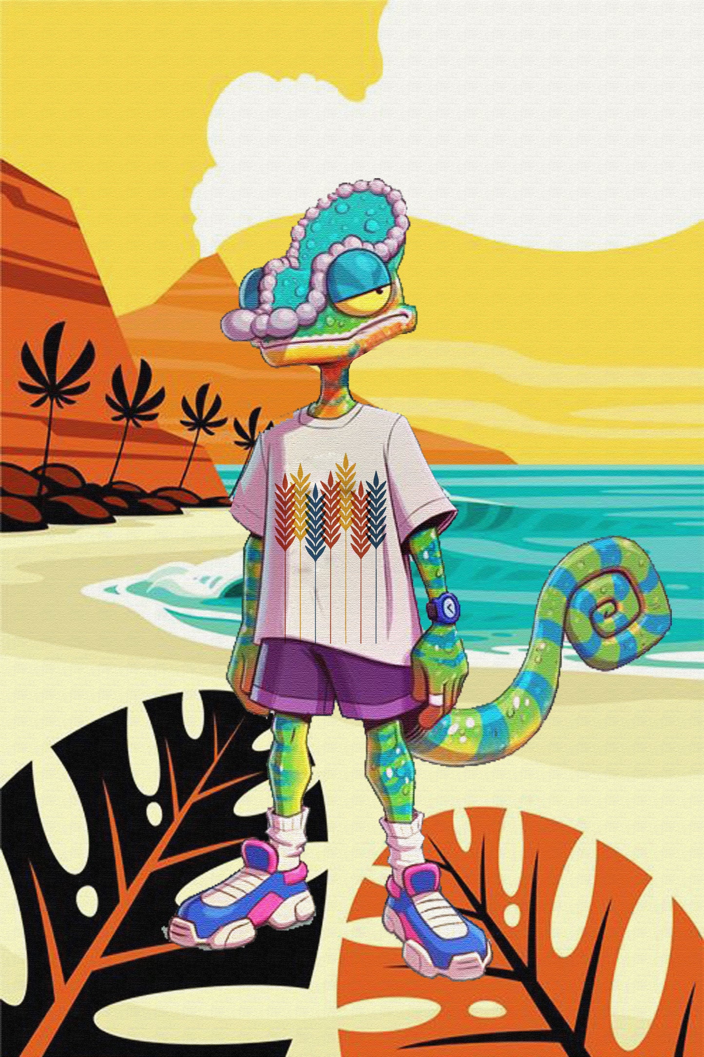 Tropical Chameleon Digital Art Print
