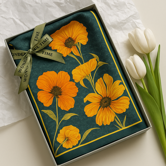 Golden Bloom Floral Scarf