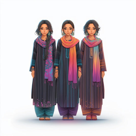 Traditional Women Portrait – Cultural Fashion Digital Illustration Wall Art