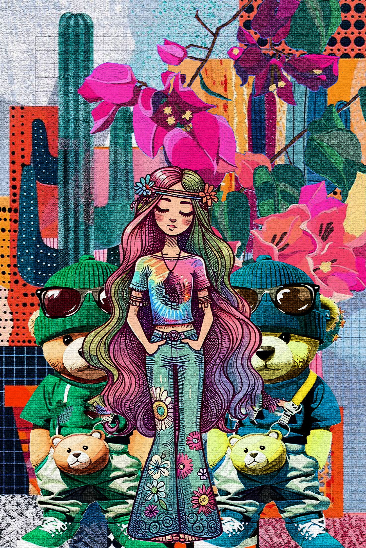 Floral Dream Girl Digital Art Print