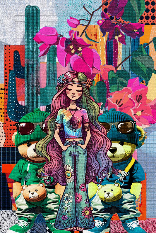 Floral Dream Girl Digital Art Print