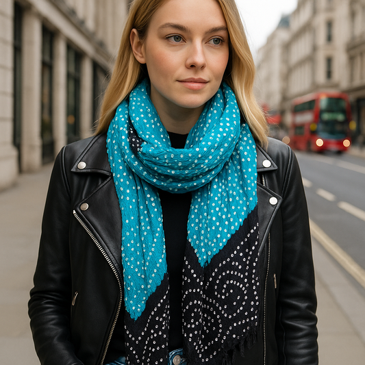 Chiffon Chunari Scarf – Double Shade Bandhani Dupatta
