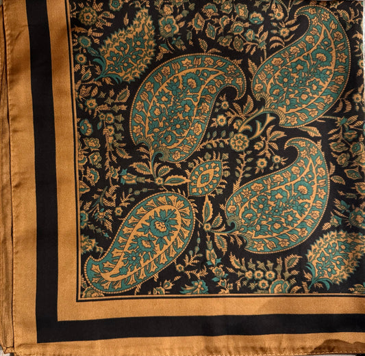 Luxury Silk Scarf – Elegant Paisley Print Square Scarf