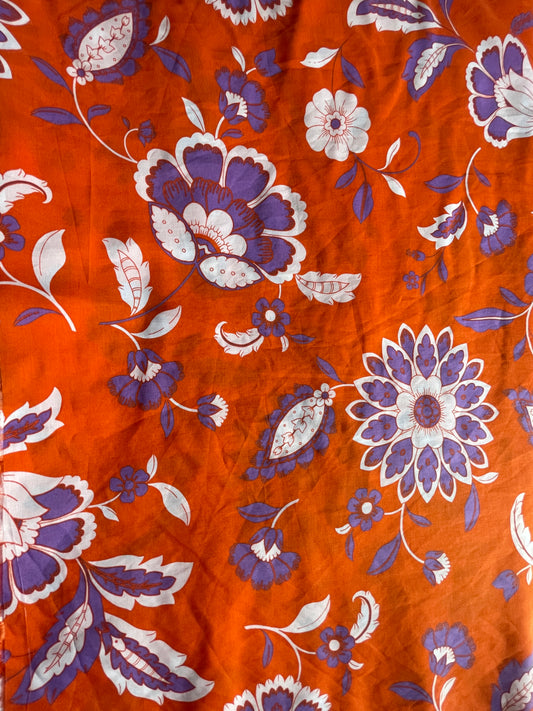 Silkish Cotton Designer Fabric – Vibrant Floral Print