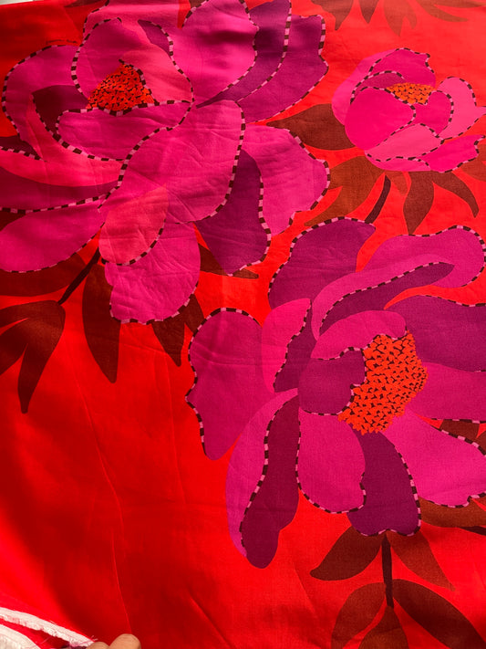 Pure Silk Designer Fabric – Vibrant Floral Luxury Print