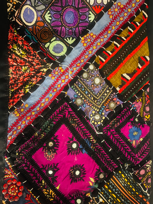 Handcrafted Patchwork Table Runner ,Embroidered Textile Art