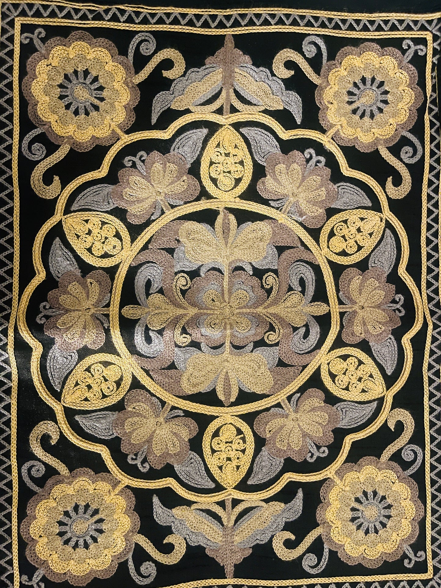 Handcrafted Embroidered Table Runner , Floral Heritage Design