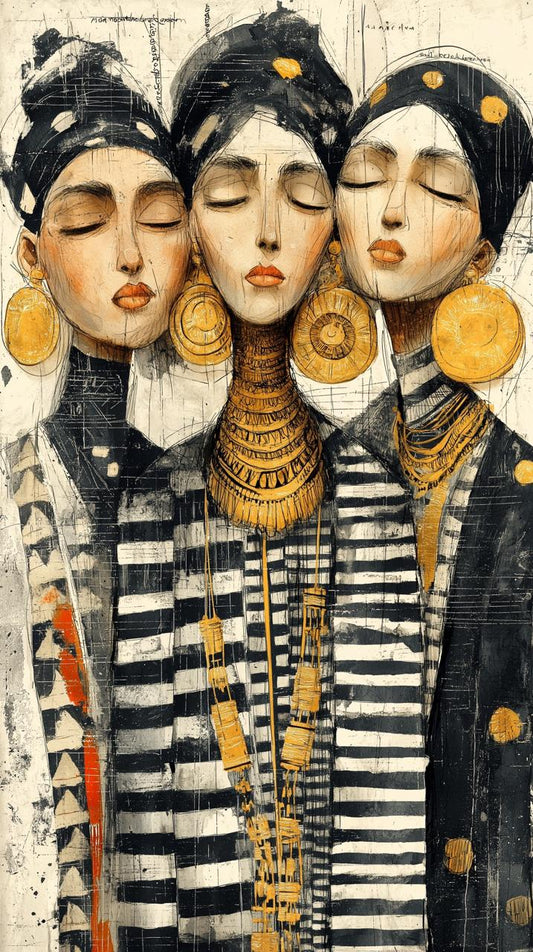 Elegant Women Portrait – Contemporary Cultural Digital Illustration Wall Art