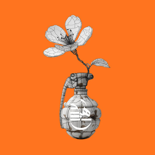 Floral Grenade Concept Digital Art Print – Orange